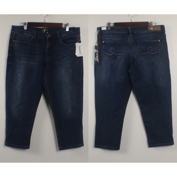 Seven7 Girlfriend Size 10 Distressed Ankle Stretchy Straight Leg Denim NEW Jeans - Picture 1 of 10